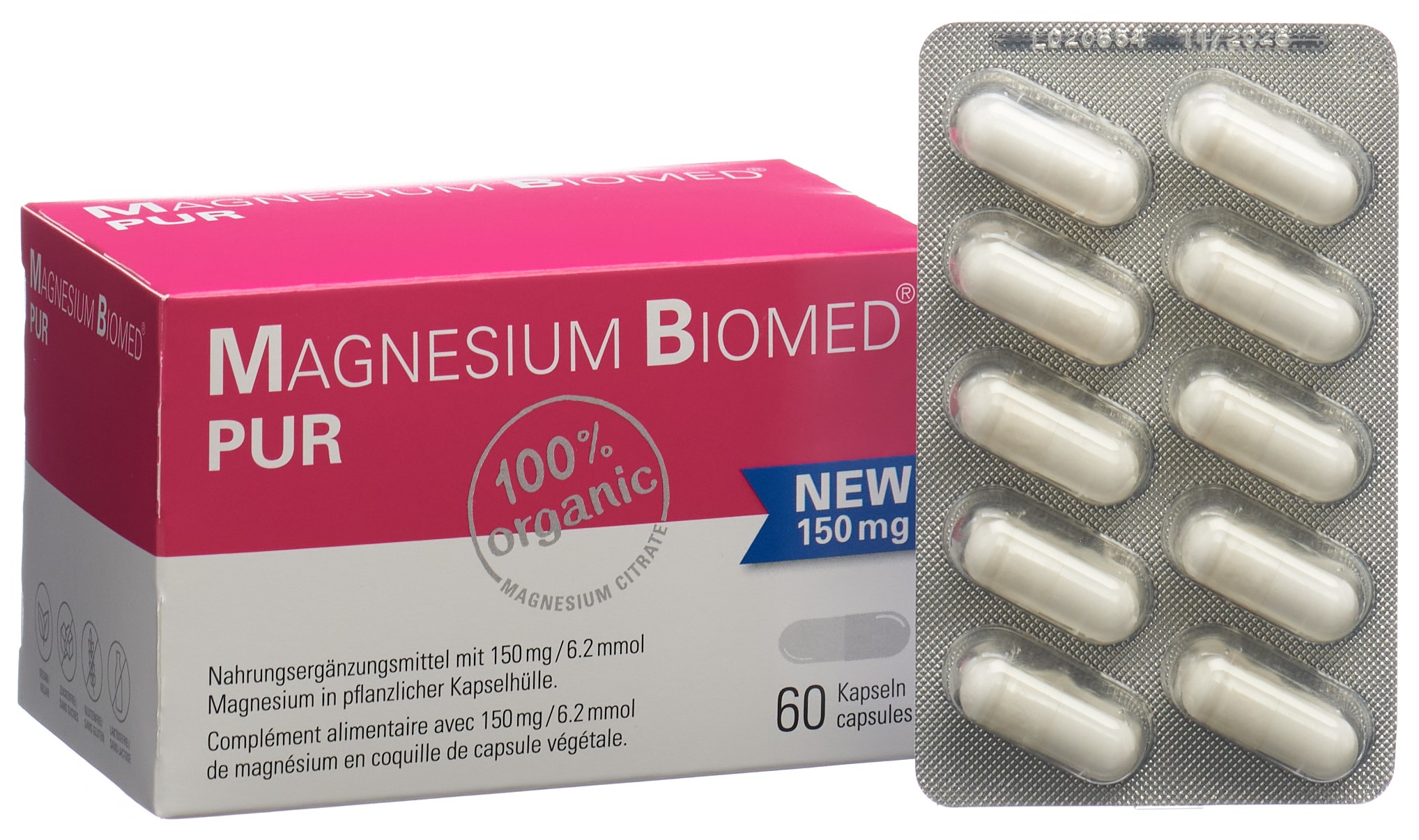 MAGNESIUM BIOMED PUR Kaps 150 mg 60 Stk