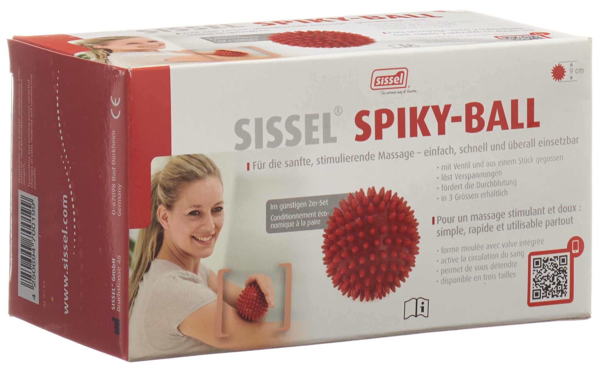 SISSEL Spiky-Ball 9cm rot 2 Stk