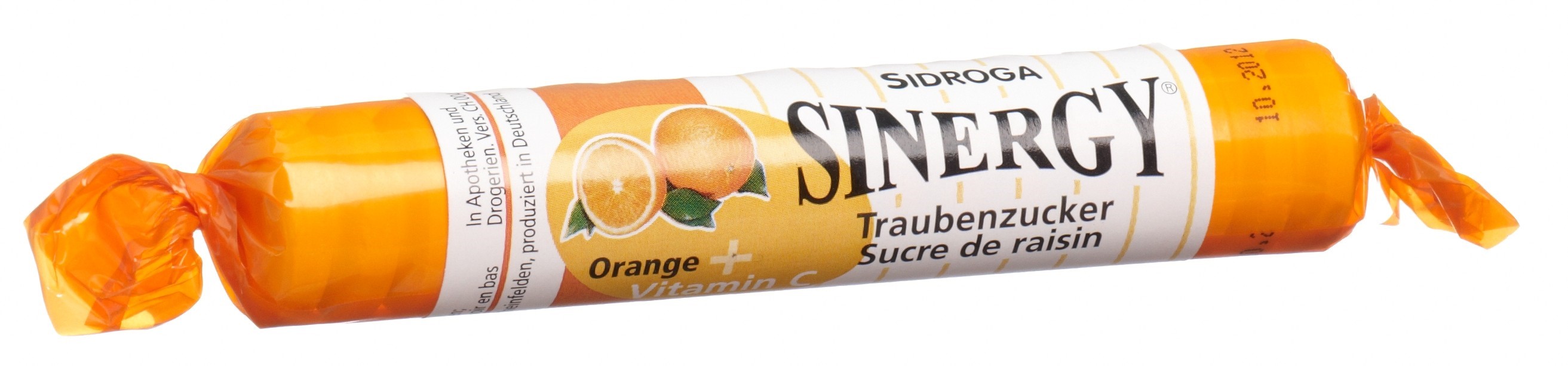 SINERGY Traubenzucker Orange Vitamin C Rolle 40 g