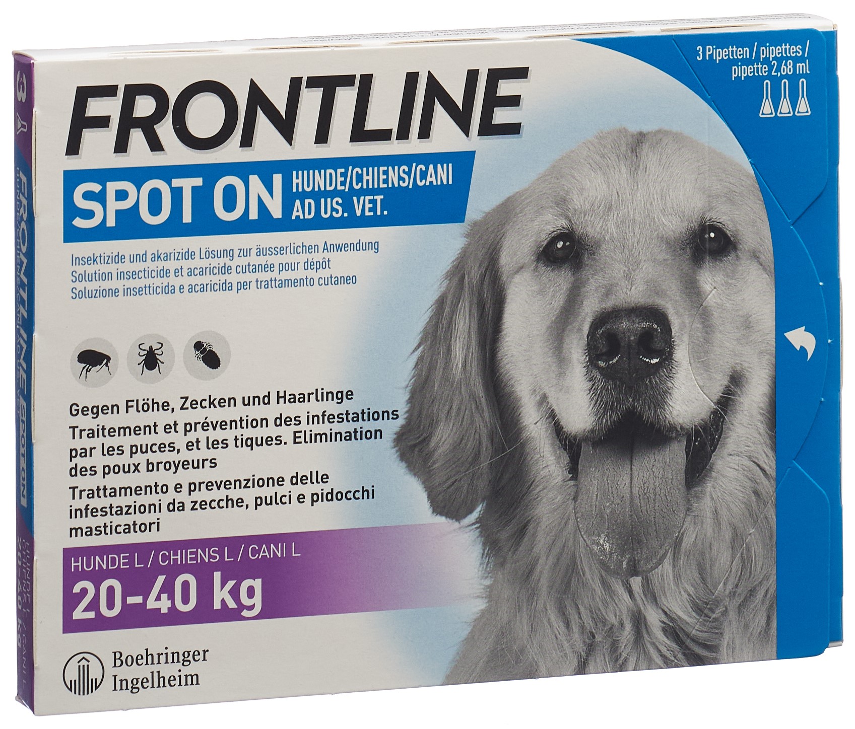 FRONTLINE Spot On Hund L Liste D 3 x 2.68 ml