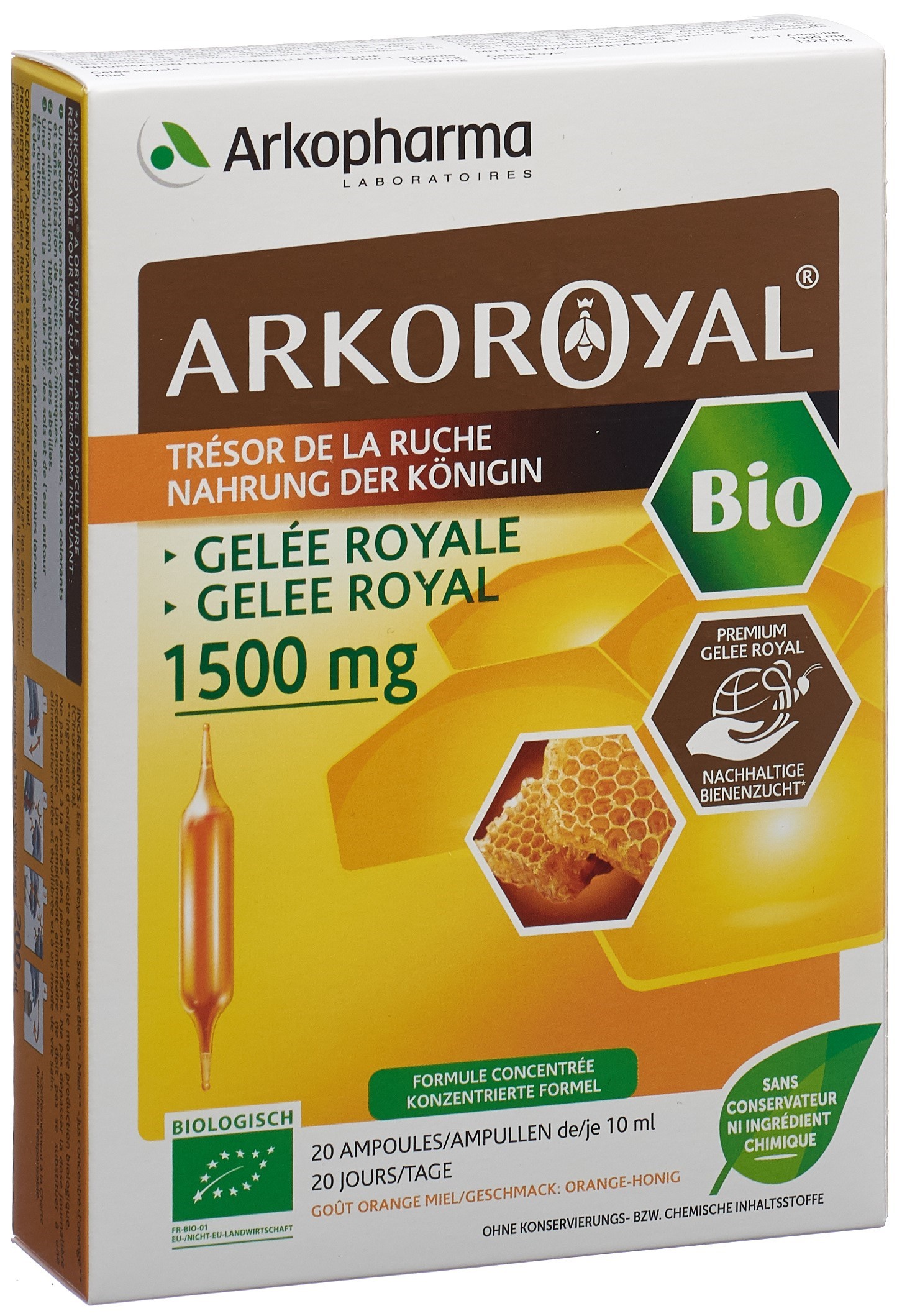 ARKOROYAL Gelée Royale 1500 mg Bio 20 x 10 ml