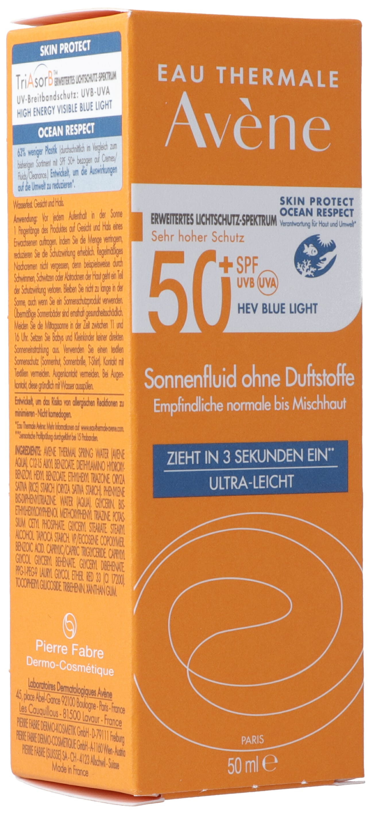 AVENE SUN Sonnenfluid ohne Duft SPF50+ 50 ml